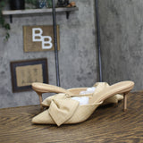 On 34th Womens Alaynaa Pointed-Toe Bow Mule Pumps 10022665500 Natural Brown 10M