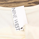 Nine West Women's Sweetheart Neckline Gathered Sleeve Top Daisy Dew Ivory S