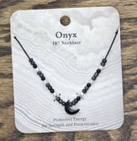 Unique Designs Onyx Crystal Crescent Moon Necklace Black / White 16" + 3.5"