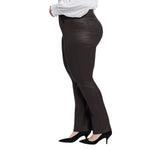 NYDJ Size Marilyn Coated High Rise Straight Leg Jeans Cordovan Purple Brown 18W