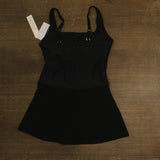 Beyond Control Womens Grommet Detail Square Neck Swim Dress One Piece Black 10