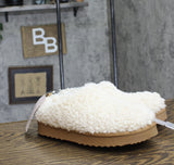 Auden Womens Mia Faux Shearling Clog Slippers 91309176 Beige Brown 7M