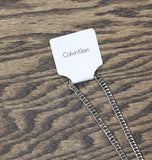 Calvin Klein Cuban Curb Chain Link Necklace Silver Gray