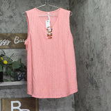 Ny Collection Womens Sleeveless Ribbed Top with Triple Rings Conch Shell Pink XL