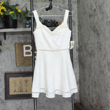 B Darlin Juniors Textured Crochet-Trim Fit & Flare Dress White 3/4