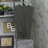 Claiborne Womens Wool Blend Mixed Media Sleeveless Sweater Cardigan Green L