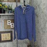 Jake Aurita Mens Striped Thermal Pullover Hoodie 166b4b606a436e Blue / White M