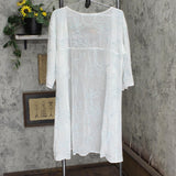 Womens Lightweight Short Sleeve Sheer Cardigan White / Blue See Measurements
