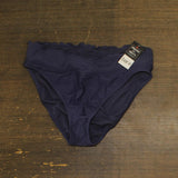 Bar III Womens Wave Solids Smocked V-Cut Bikini Bottom MBHS25566 Nautical Blue L