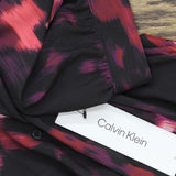 Calvin Klein Womens Short-Sleeve Button-Up Blouse S47TG56C Black Multi XS