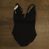 Anne Cole Womens Mesh Insert One-Piece Swimsuit U Ring 25MO08601 Black 12