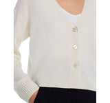 Aqua Womens Front Button Cashmere V-Neck Cardigan Sweater Ash Off White XL