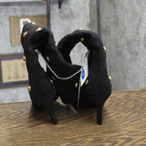 A New Day Womens Justice Boots Faux Suede Studded Mid-Calf 94568941 Jet Black 7M