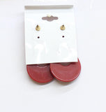 Blossom Boho Hollow Teardrop Hoop Dangle Post Earrings Red 2.25"