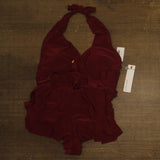 Magicsuit Womens Halter Solid Bianca Romper One Piece Swimsuit Merlot Red 16