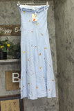 Aqua X Lisa Says Gah Womens Embroidered Check Maxi Dress IDO14814 Blue Multi XS