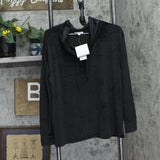 Roudelain Womens Long-Sleeve Hooded Velvet Lounge Top EJJE564M Black L