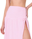 Kate Spade Long Cover Up Skirt Open Side Ruched Begonia Bloom Pink Multi S