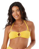 Roxy Womens Bandeau Bikini Top Padded Swim 434001976-GNR-L Gold Yellow L