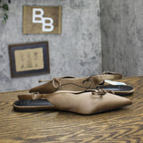 A New Day Womens Camille Satin Slingback Bow Flats 94648293 Brown 7.5M