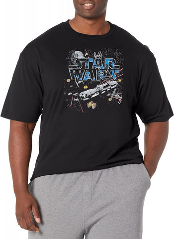 Star Wars Flight of The Falcon Mens Tops Short Sleeve Tee Shirt Black L Tall