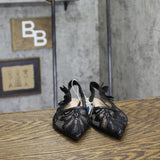 A New Day Womens London Lace Sling Back Bow Flats 94303523 Black 7M