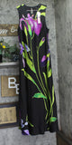 Aqua Floral Satin Midi Dress STD14890BL black Multi M