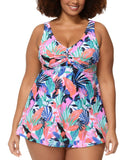 Raisins Curve Lucia Floral Knot-Front Swim Dress N840285 White / Multi 14W