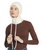 Steve Madden Womens Solid Eyelash Drawstring Hood Balaclava SMA-3687 Off White