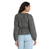 Universal Thread Womens Balloon Long Sleeve Blouse 92235285 Black Abstract S