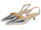 Michael Michael Kors Womens Shiny Luna Kitten Sling Pumps Silver Gray 6.5M