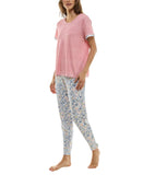 Roudelain Womens Double Sleeve Pajama Shirt Top EJJE340M Bridal Rose Pink M