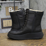 FitFlop Womens F-Mode Leather Lace-Up Flatform Ankle Combat Boots All Black 7.5M