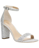 INC International Concepts Two-Piece Sandal Block Heel Silver Crystal Gray 9M