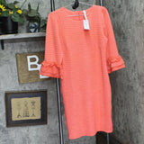 Ny Collection Petite Textured Knit Dress with 3/4 Sleeves Coral Pink PM