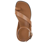 Naturalizer Womens Birch Strappy Flat Sandals Saddle Tan Brown Leather 9M