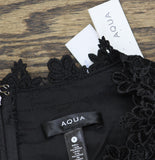 Aqua Womens Lace Puff Sleeve Mini Dress IDM12303 Black S