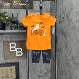 Cat & Jack Toddler Boys 2pc Halloween T-Shirt Fleece Jogger Pants Set Orange 4T