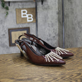 A New Day Womens Serafina Heels Rhinestone 94661788 Burgundy Red 10M