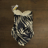 Anne Cole Palm Twist Front Shirred One-Piece Swimsuit Palm Chic Black Multi 12