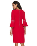 Calvin Klein Womens Embellished Bell Sleeve Back Zip Dress CD4CC3D8 Red 6