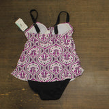 Swim Solutions Womens One Piece Tiered Swimsuit 806835 Magenta Purple 8