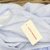 Lucky Brand Womens Breezy Cotton Sleeveless Shirt Dress 133380 Blue Stripe L