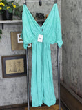 Raviya Womens Braid-Trim V-Neck Elastic Stretch Cover Up Dress Aqua Blue XL