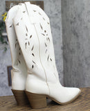 Universal Thread Tiana Western Laser Cutout Faux Leather Boots 94836305 White 8M