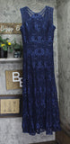 R&M Richards Womens Sleeveless Sequin Lace Mermaid Gown 3198 Navy Blue 16