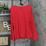 State Of Day Womens Long-Sleeve Henley Sleeve Pajama Shirt Top Tango Red 2XL