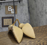 INC International Concepts Kenjay d'Orsay Pumps Stiletto Heels Gold Woven 8M