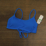 Salt + Cove Rib Scrunch Scoop-Neck Bralette Bikini Top Cosmic Cobalt Blue L