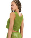 Miken Womens Crochet Cover Up Tank I2417K711 Woodbine Green L